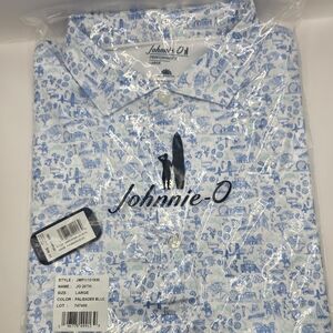 Johnnie-O Men's Casual Polo Shirt in Blue and White, Mens L, NWT